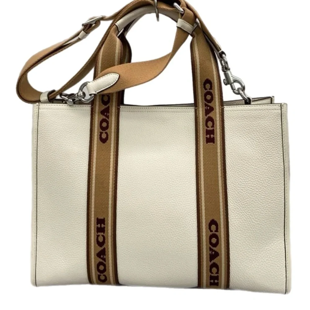 Coach White and Tan Briefcase with Modern Design. NWOT